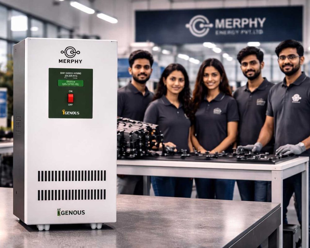 Merphy hybrid solar inverter manufacturer in India with DSP based solar PCU and engineering team